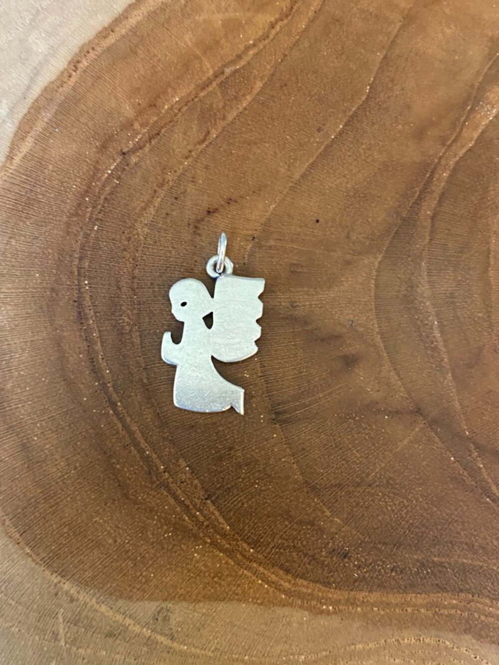 RETIRED James Avery Flat Praying Angel Charm or Pendant, Sterling Silver
